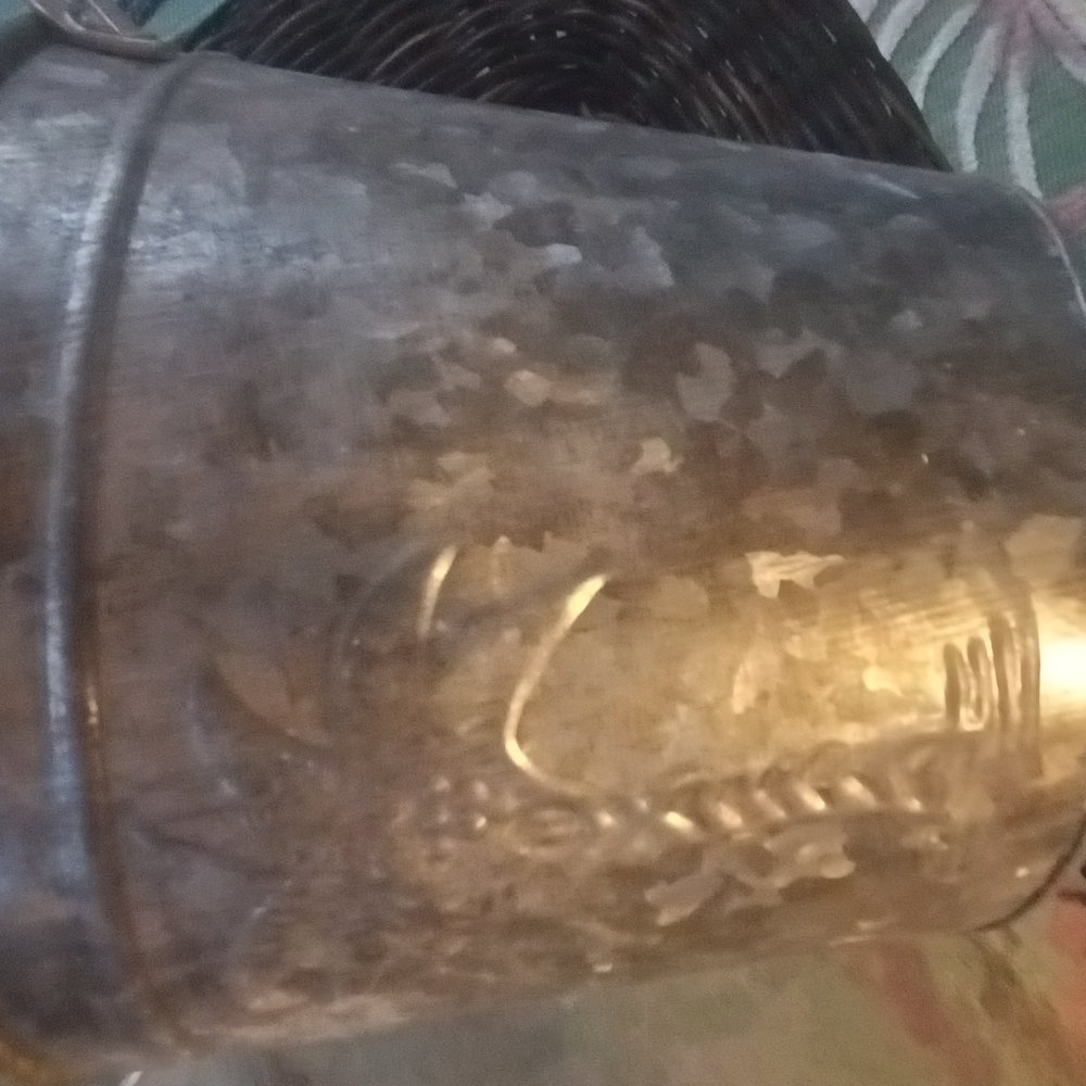 Rustic Metal Decorative Bucket - Silver Finish
